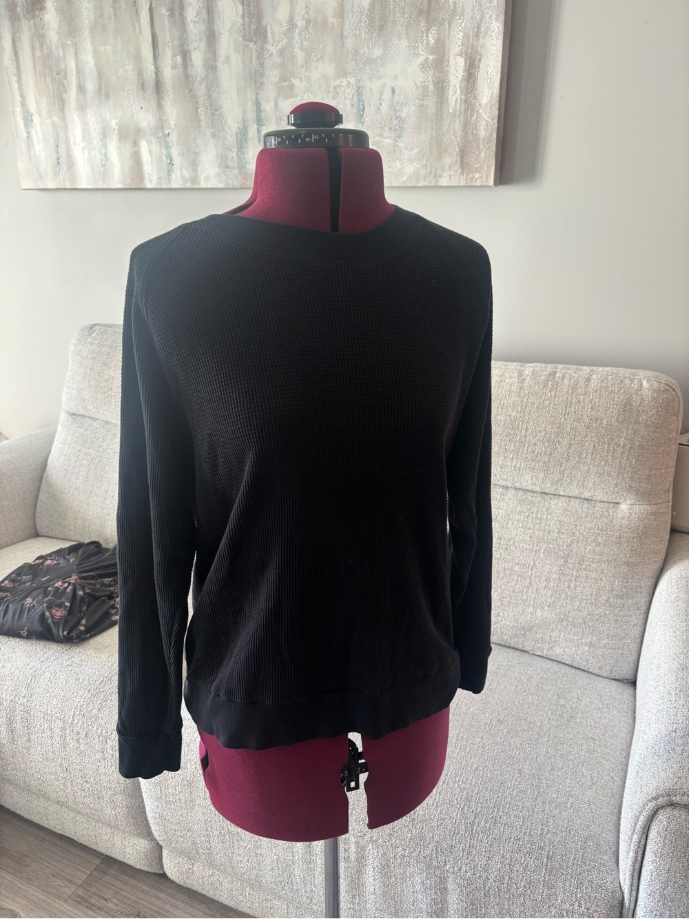 TNA size M Black Long Sleeve Waffle Knit Pullover